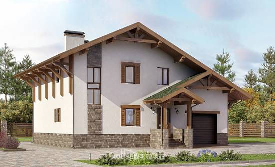 190-007-П Проект двухэтажного дома с мансардным этажом и гаражом, просторный загородный дом из кирпича Рославль | Проекты домов от House Expert