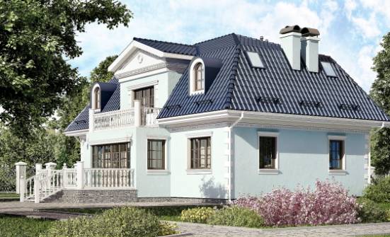 210-004-Л Проект двухэтажного дома мансардой, современный домик из бризолита Рославль | Проекты домов от House Expert