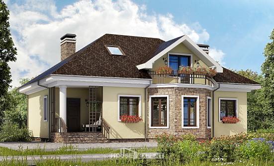 150-008-Л Проект двухэтажного дома с мансардой, классический загородный дом из газобетона Сафоново | Проекты домов от House Expert