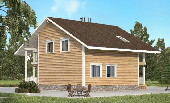 130-001-П Проект двухэтажного дома мансардный этаж, небольшой домик из бревен Десногорск | Проекты домов от House Expert