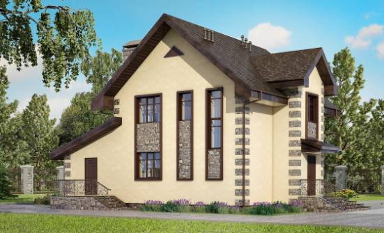160-004-П Проект двухэтажного дома, гараж, недорогой коттедж из арболита Десногорск | Проекты домов от House Expert