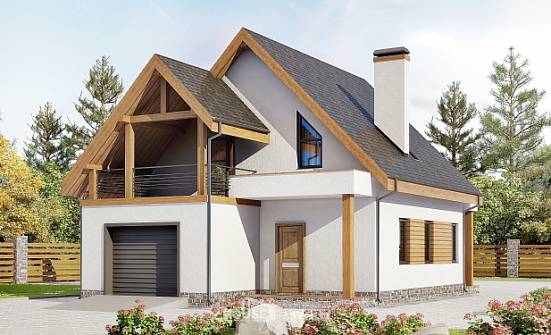 120-005-П Проект двухэтажного дома с мансардой и гаражом, экономичный домик из газосиликатных блоков Смоленск | Проекты домов от House Expert