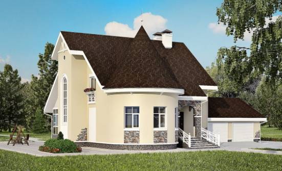 275-001-Л Проект двухэтажного дома мансардой, гараж, большой загородный дом из кирпича Смоленск | Проекты домов от House Expert