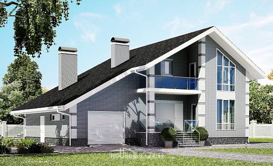 190-006-Л Проект двухэтажного дома мансардой и гаражом, простой коттедж из керамзитобетонных блоков Сафоново | Проекты домов от House Expert
