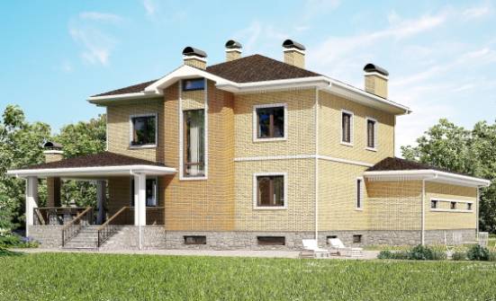 350-002-Л Проект трехэтажного дома, гараж, современный коттедж из кирпича Рославль | Проекты домов от House Expert