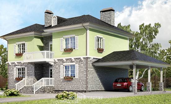 155-006-П Проект двухэтажного дома, гараж, скромный коттедж из блока Гагарин | Проекты домов от House Expert