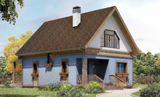 130-003-Л Проект двухэтажного дома с мансардой, бюджетный домик из газобетона Смоленск | Проекты домов от House Expert