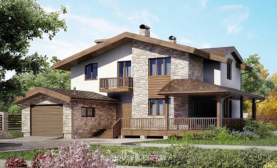 220-001-П Проект двухэтажного дома с мансардой, гараж, средний дом из твинблока Ярцево | Проекты домов от House Expert