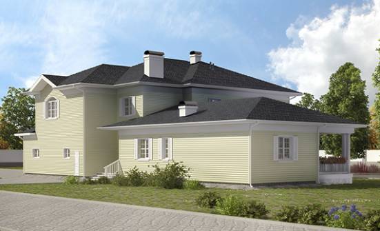 410-002-Л Проект двухэтажного дома, гараж, просторный загородный дом из блока Сафоново | Проекты домов от House Expert