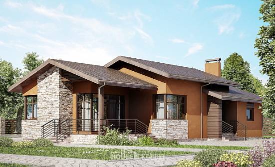 130-007-П Проект одноэтажного дома, уютный коттедж из бризолита Десногорск | Проекты домов от House Expert