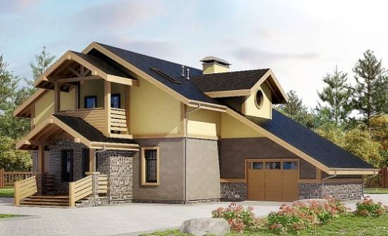 180-011-П Проект двухэтажного дома с мансардой и гаражом, уютный коттедж из твинблока Ярцево | Проекты домов от House Expert