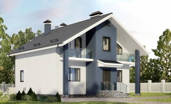 150-005-П Проект двухэтажного дома с мансардой, доступный загородный дом из газобетона Гагарин | Проекты домов от House Expert