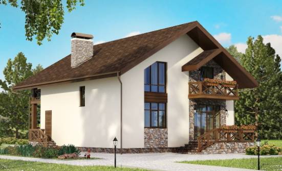 155-001-П Проект двухэтажного дома мансардой и гаражом, современный домик из арболита Гагарин | Проекты домов от House Expert