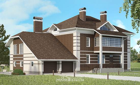 505-002-Л Проект трехэтажного дома, гараж, современный коттедж из кирпича Смоленск | Проекты домов от House Expert
