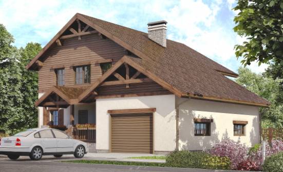 200-003-П Проект двухэтажного дома, гараж, просторный домик из поризованных блоков Рославль | Проекты домов от House Expert