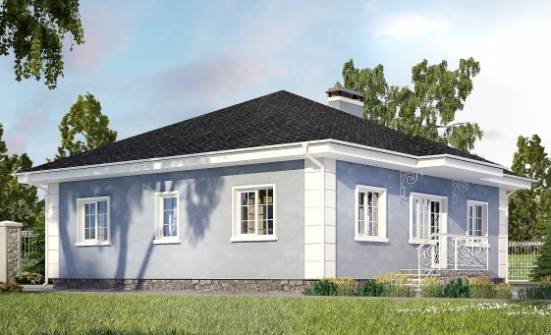 100-001-П Проект одноэтажного дома, скромный загородный дом из теплоблока Сафоново | Проекты одноэтажных домов от House Expert