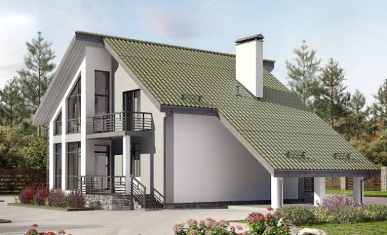 170-009-Л Проект двухэтажного дома с мансардой, гараж, уютный дом из пеноблока Смоленск | Проекты домов от House Expert