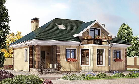 150-013-Л Проект двухэтажного дома с мансардным этажом, недорогой домик из кирпича Смоленск | Проекты домов от House Expert