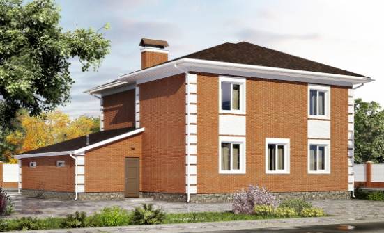 220-004-Л Проект двухэтажного дома и гаражом, современный загородный дом из кирпича Смоленск | Проекты домов от House Expert