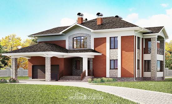 400-002-Л Проект двухэтажного дома, гараж, большой дом из кирпича Гагарин | Проекты домов от House Expert