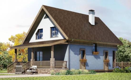130-003-Л Проект двухэтажного дома с мансардой, бюджетный домик из газобетона Смоленск | Проекты домов от House Expert