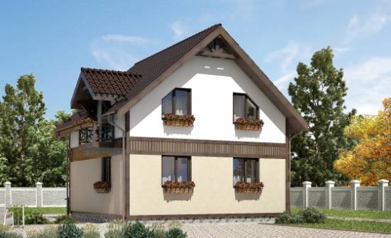 105-001-П Проект двухэтажного дома с мансардой, небольшой загородный дом из керамзитобетонных блоков Смоленск | Проекты домов от House Expert