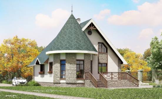 170-003-Л Проект двухэтажного дома с мансардой, экономичный коттедж из теплоблока Десногорск | Проекты домов от House Expert