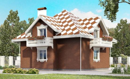 155-003-Л Проект двухэтажного дома с мансардным этажом и гаражом, красивый дом из арболита Рославль | Проекты домов от House Expert