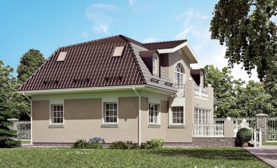 210-001-Л Проект двухэтажного дома с мансардой, классический загородный дом из блока Гагарин | Проекты домов от House Expert