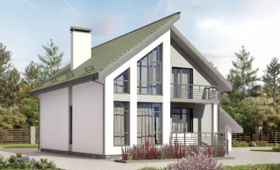 170-009-Л Проект двухэтажного дома с мансардой, гараж, уютный дом из пеноблока Смоленск | Проекты домов от House Expert