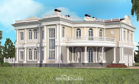 505-001-П Проект двухэтажного дома и гаражом, большой коттедж из твинблока Десногорск | Проекты домов от House Expert