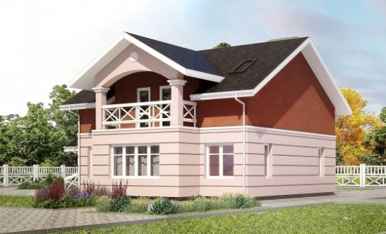 155-009-Л Проект двухэтажного дома с мансардой, небольшой коттедж из керамзитобетонных блоков Сафоново | Проекты домов от House Expert