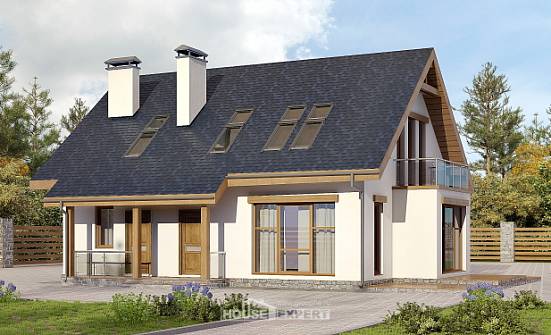 155-012-П Проект двухэтажного дома мансардный этаж, уютный коттедж из арболита Гагарин | Проекты домов от House Expert