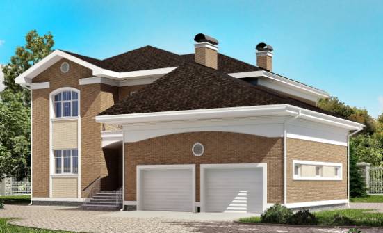 335-002-П Проект двухэтажного дома и гаражом, большой загородный дом из кирпича Десногорск | Проекты домов от House Expert