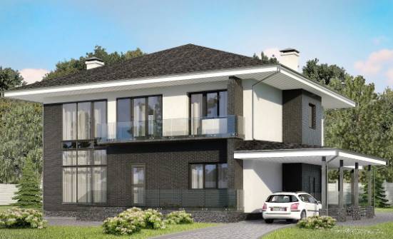 245-002-П Проект двухэтажного дома, гараж, современный дом из блока Вязьма | Проекты домов от House Expert