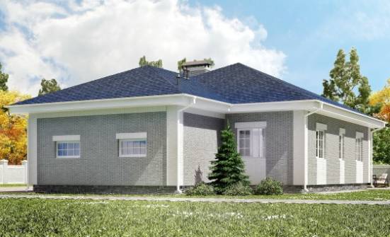 130-002-П Проект одноэтажного дома, гараж, скромный домик из пеноблока Сафоново | Проекты домов от House Expert