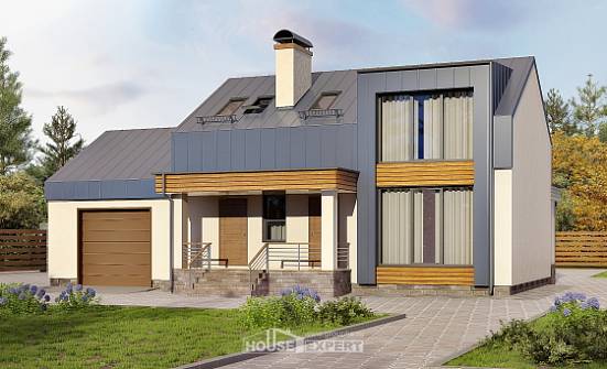 150-015-П Проект двухэтажного дома мансардой, гараж, красивый загородный дом из бризолита Ярцево | Проекты домов от House Expert