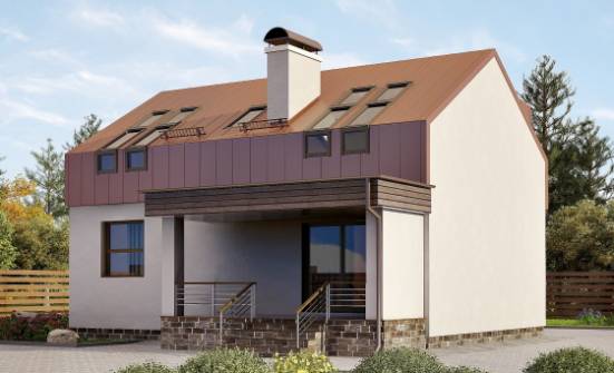 120-004-Л Проект двухэтажного дома с мансардным этажом, компактный загородный дом из теплоблока Гагарин | Проекты домов от House Expert