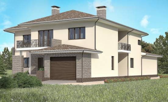 500-001-П Проект трехэтажного дома и гаражом, современный домик из кирпича Рославль | Проекты домов от House Expert