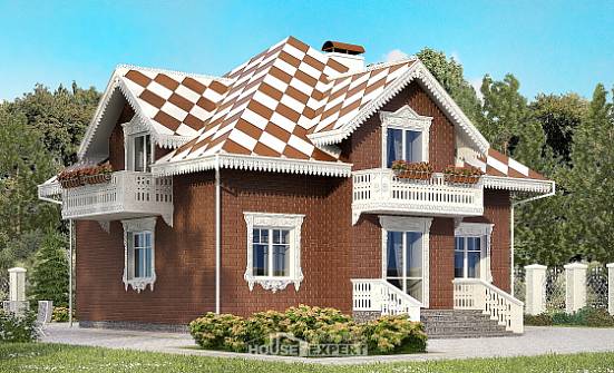 155-003-Л Проект двухэтажного дома с мансардным этажом и гаражом, красивый дом из арболита Рославль | Проекты домов от House Expert