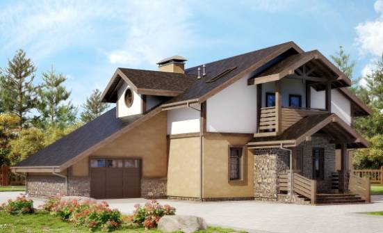 180-011-Л Проект двухэтажного дома с мансардой, гараж, классический коттедж из арболита Ярцево | Проекты домов от House Expert