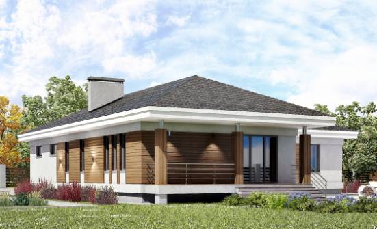 165-001-П Проект одноэтажного дома, гараж, доступный коттедж из теплоблока Вязьма | Проекты одноэтажных домов от House Expert