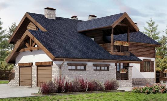 240-002-Л Проект двухэтажного дома мансардой и гаражом, красивый коттедж из бризолита Десногорск | Проекты домов от House Expert