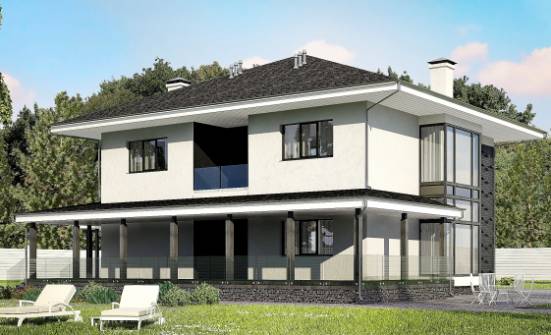 245-002-П Проект двухэтажного дома, гараж, современный дом из блока Вязьма | Проекты домов от House Expert