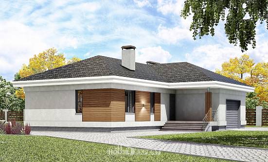165-001-П Проект одноэтажного дома, гараж, доступный коттедж из теплоблока Вязьма | Проекты домов от House Expert