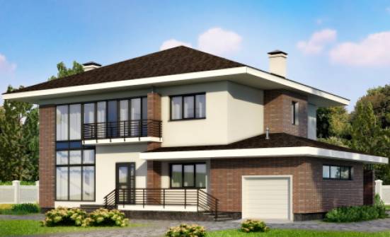 275-002-П Проект двухэтажного дома, гараж, современный коттедж из кирпича Рославль | Проекты домов от House Expert