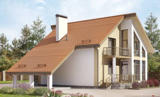 170-009-П Проект двухэтажного дома мансардный этаж, гараж, красивый домик из блока Смоленск | Проекты домов от House Expert