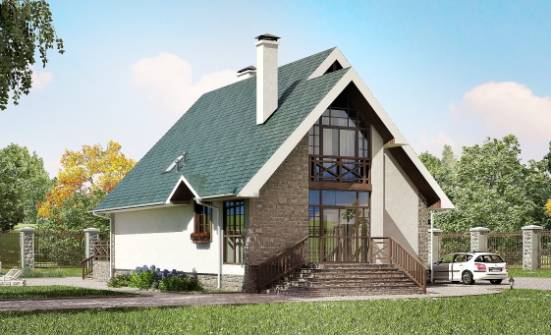 170-003-Л Проект двухэтажного дома с мансардой, экономичный коттедж из теплоблока Десногорск | Проекты домов от House Expert