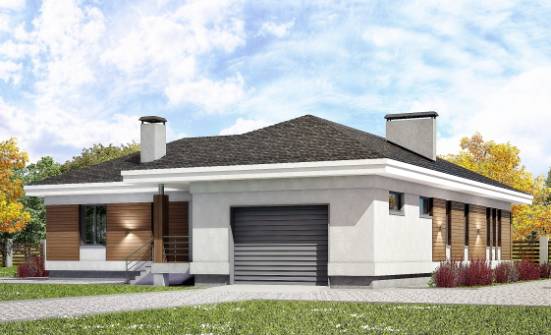 165-001-П Проект одноэтажного дома, гараж, доступный коттедж из теплоблока Вязьма | Проекты домов от House Expert