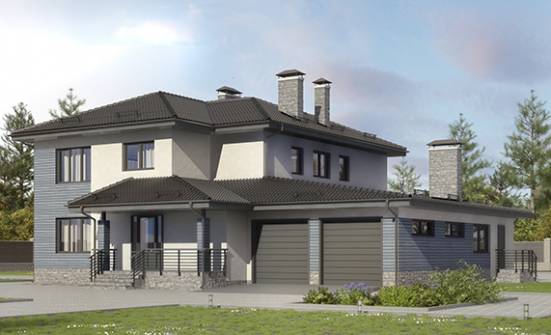 340-005-П Проект двухэтажного дома и гаражом, большой домик из бризолита Сафоново | Проекты домов от House Expert